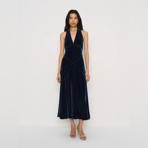 Reformation Dresses & Skirts - Briony Velvet Navy Dress